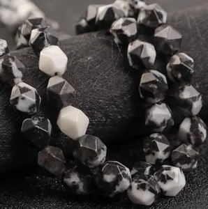 Perline in pietra naturale sfaccettata nero bianco agata cristallo fai da te bracciale collana