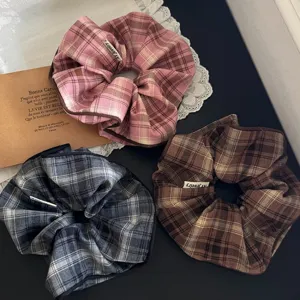 Coleteros de cuadros para mujeres, grandes elasticos suaves accesorios para el cabello.