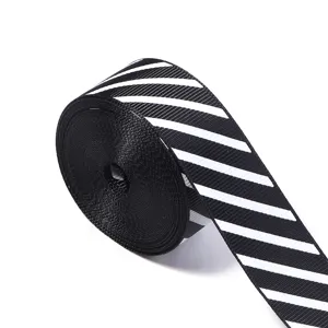 Black and white striped grosgrain ribbon for gift wrapping, party decor, and DIY bows.