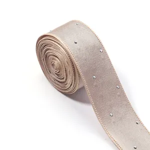 Nastro raso strass champagne rotolo DIY accessori capelli abbigliamento borse craft