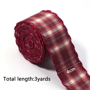 Ruban écossais à bord ondulé tissu tartan pour accessoires de cheveux DIY couture 3 yards