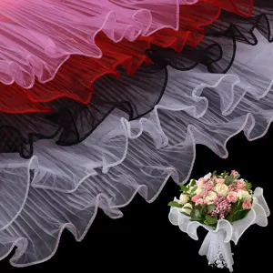 Original Design Pleated Mesh Lace Trim Wavy Edge Ribbon Garland For Flower Bouquet Clothing Doll Hat DIY Crafts Handwork