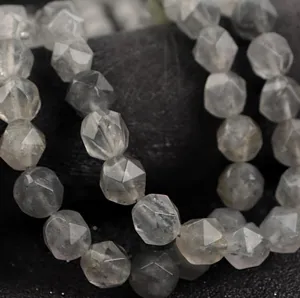 Perline di pietra di cristallo grigio sfaccettate per gioielli fai da te, pietre preziose sfuse.