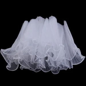White pleated tulle lace trim for bouquet wrapping, DIY craft and clothing accessories.