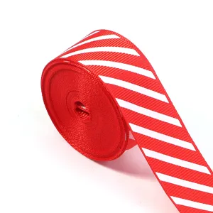 Red and white striped grosgrain ribbon for Christmas gifts, DIY bows, and apparel decor.