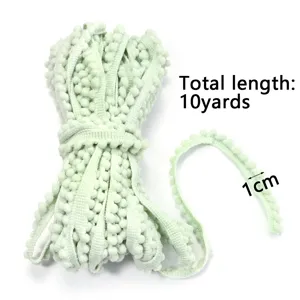 Light green pom pom trim ribbon 10 yards 1cm wide for DIY sewing clothing decorations