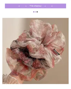 Floral organza hair scrunchie fluffy big hair band cute pony tail holder hair accessory