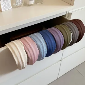 Koreanische Vintage breite gerippte Haarreif Set, einfarbige rutschfeste Haarbänder für Alltag.
