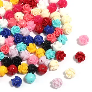 perline sciolte a forma di fiore di rosa colorate per accessori di gioielli fai da te