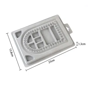 Grey plastic bead design board for DIY jewelry making, necklace and bracelet measuring tray.