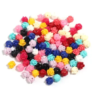 Perline di resina a forma di rosa colorata per braccialetti di gioielli fai da te.