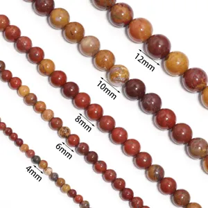 Perline tonde sciolte in agata rossa naturale per gioielli fai da te, da 4mm a 12mm.