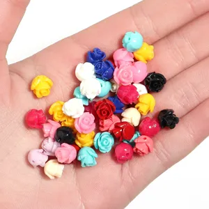 Bellissime perline di rose in resina colorata per gli accessori bracciali DIY 10 pezzi