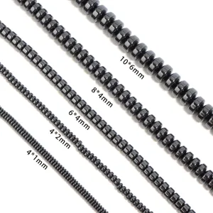 Natural hematite flat round beads spacer loose beads for DIY jewelry making bracelets.