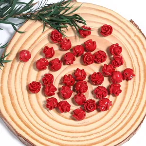 Perline di corallo simulate a forma di rosa rossa, accessori per gioielli fai da te, 10 pz