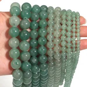 Natuurlijke groene aventurijn losse ronde kralen voor DIY armband ketting sieraden maken.