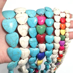 Perline sfuse in pietra turchese a forma di cuore DIY braccialetto collana accessori