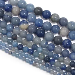 Natural blue aventurine gemstone beads round loose beads for DIY jewelry making accessories
