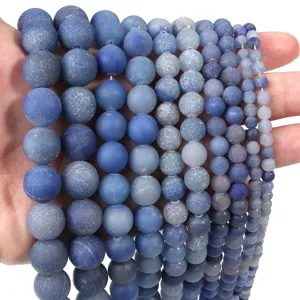 Natural blue gemstone loose beads for DIY handmade bracelets, necklaces and jewelry accessories.
