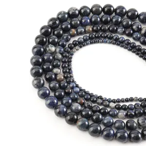 Cuentas de piedra azul esmerilada, espaciadores para pulseras DIY, suministros de joyería