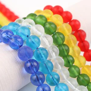 Perles de verre craquelées colorées pour fabrication de bijoux DIY bracelets colliers