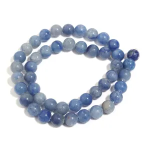 Blue aventurine gemstone beads detail shot showing natural stone texture for DIY jewelry making