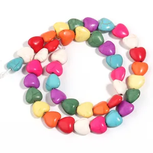 Perline sfuse turchese cuore colorato accessori per gioielli fatti a mano braccialetto di gemme
