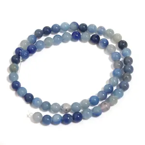 Detailed close-up shot of natural blue aventurine gemstone beads for DIY handmade jewelry.