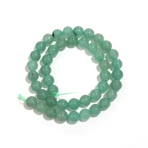 Natuurlijke groene aventurijn edelsteen kralen rond voor DIY sieraden maken details product.