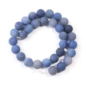 Blue matte stone loose beads round DIY bracelet necklace jewelry making accessories