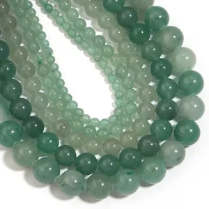 Natuurlijke groene aventurijn ronde edelsteenralen voor DIY sieraden maken en knutselen.