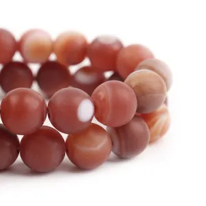 Perle di agata rossa opaca naturale con motivi a strisce per la creazione di gioielli fai da te.