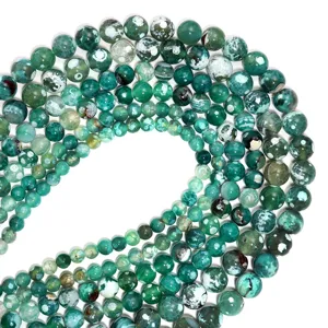 Perle di agata verde naturale perle sfuse rotonde per accessori di gioielleria artigianale fai da te.