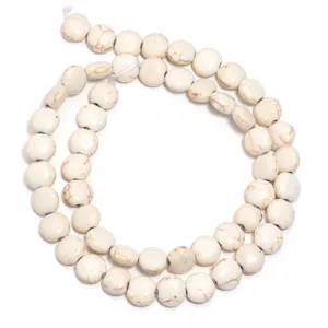 Turchese bianco perle piatte tonde sfuse accessori per gioielli fai da te collana bracciale