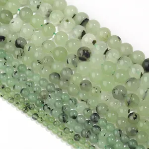 Natürliche Prehnit Edelstein lose Perlen Halbzeuge Schmuck DIY Zubehör Großhandel.