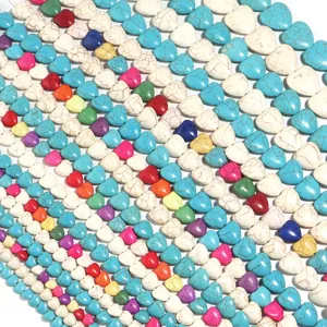 Perline sfuse di turchese a cuore colorate per gioielli fatti a mano bracciali collane