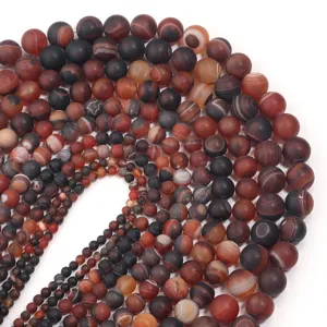 Perline di agata smerigliata naturale perline rotonde di agata rigata materiali per gioielli