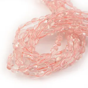 Flat oval pink crystal loose beads detail, perfect for DIY handmade jewelry and bracelet making.