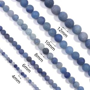 Natural blue aventurine gemstone beads DIY handmade beaded bracelet necklace jewelry making accessories