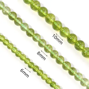 Natural green phantom crystal loose beads for DIY bracelets, available in 6mm, 8mm, 10mm.