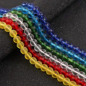 Perles en verre dépoli mat colorées brins en vrac diy accessoires de bijoux faits à la main
