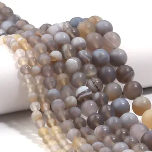 Perle di Agata Naturale Perle Tonde Rigate per DIY Braccialetto Collana Accessori Gioielli