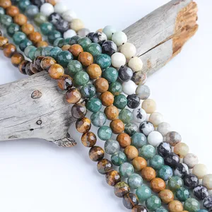 Natürliche Stein facettierte runde Perlen Mix Farbe DIY Schmuck Zubehör Abstandshalter