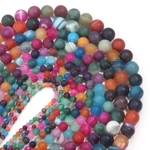 Perle in agata opaca colorata a spirale per la creazione di gioielli e collane fai da te.