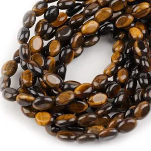 Flache ovale Naturstein lose Perlen braunes Tigerauge Edelstein DIY Armband Halskette Zubehör