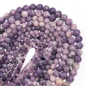 Natuurlijke paarse lepidoliet mica kralen ronde edelsteen DIY armband halffabrikaat groothandel