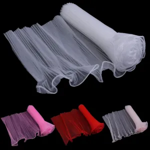 Pleated mesh lace ribbon fabric for DIY crafts, bouquet wrapping, and clothing accessories.