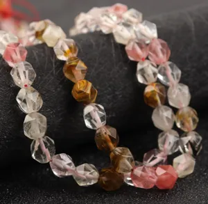 Pietra naturale cristallo agata perline sfaccettate per bracciali collane gioielli.