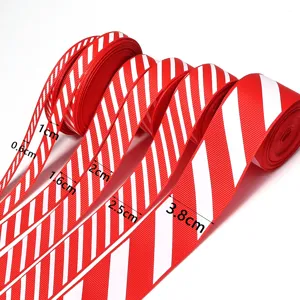 Christmas red and white striped grosgrain ribbon for gift box DIY decoration and bows