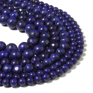 Perles de lapis-lazuli naturelles pierres précieuses en vrac pour fabrication de bijoux DIY détail.